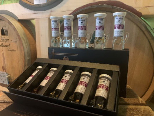 Harzer Edelbrand Fass Edition GIN Geschenk- bzw. Probierkarton 5 x 4 cl
