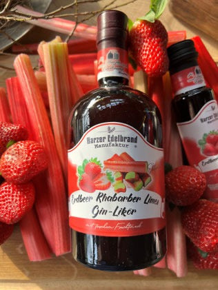 Erdbeer Rhabarber Limes GIN Likör aus der Harzer Edelbrand Manufaktur